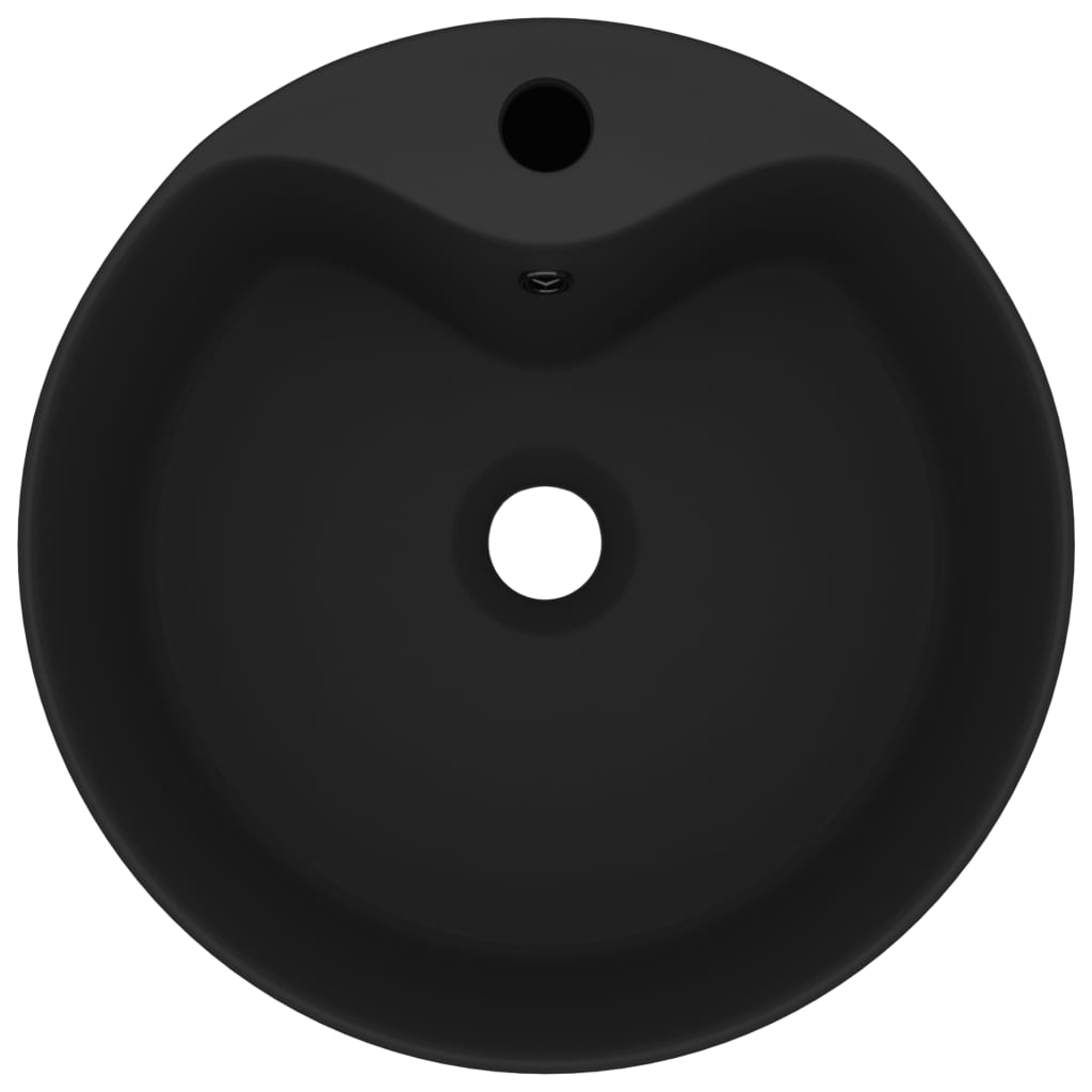 Lavabo di lusso con troppopieno da appoggio wc lavabo bagno stanza cosmetica casa 36x13 cm ceramica nera opaca 02_0002783