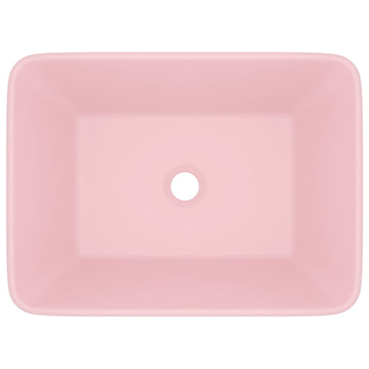 Lavabo di lusso da appoggio WC lavabo bagno stanza cosmetica interno rettangolare 41 x 30 cm ceramica rosa opaco 02_0002785