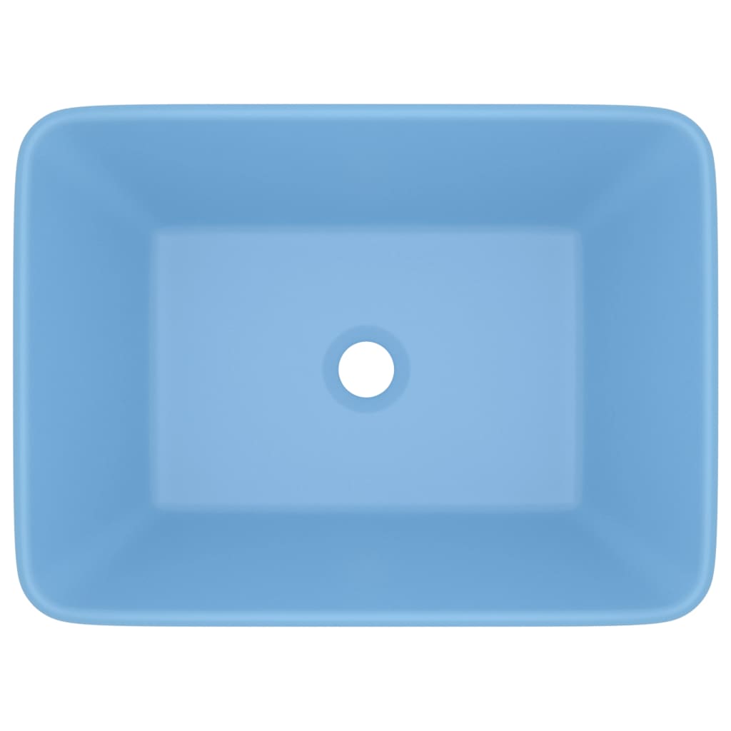 Lavabo di lusso da appoggio WC lavabo bagno stanza cosmetica rettangolare opaco azzurro 41 x 30 x 12 cm ceramica 02_0002786