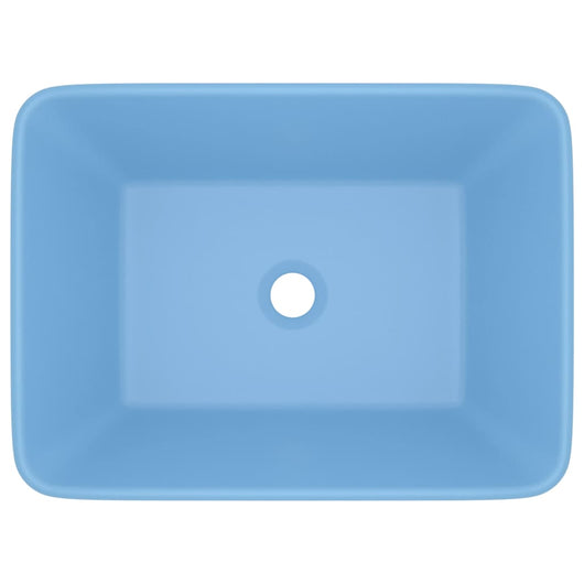 Lavabo di lusso da appoggio WC lavabo bagno stanza cosmetica rettangolare opaco azzurro 41 x 30 x 12 cm ceramica 02_0002786