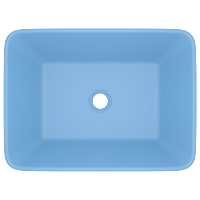 Lavabo di lusso da appoggio WC lavabo bagno stanza cosmetica rettangolare opaco azzurro 41 x 30 x 12 cm ceramica 02_0002786