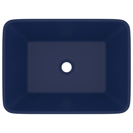 Lavabo di lusso da appoggio WC lavabo bagno stanza cosmetica rettangolare 41 x 30 cm ceramica blu scuro opaco 02_0002787