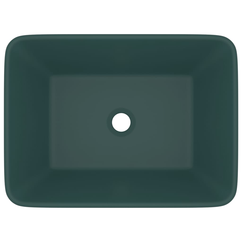 Lavabo di lusso da appoggio WC lavabo bagno stanza cosmetica rettangolare 41 x 30 cm ceramica verde scuro opaco 02_0002789