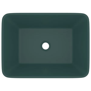 Lavabo di lusso da appoggio WC lavabo bagno stanza cosmetica rettangolare 41 x 30 cm ceramica verde scuro opaco 02_0002789