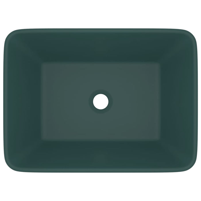 Lavabo di lusso da appoggio WC lavabo bagno stanza cosmetica rettangolare 41 x 30 cm ceramica verde scuro opaco 02_0002789