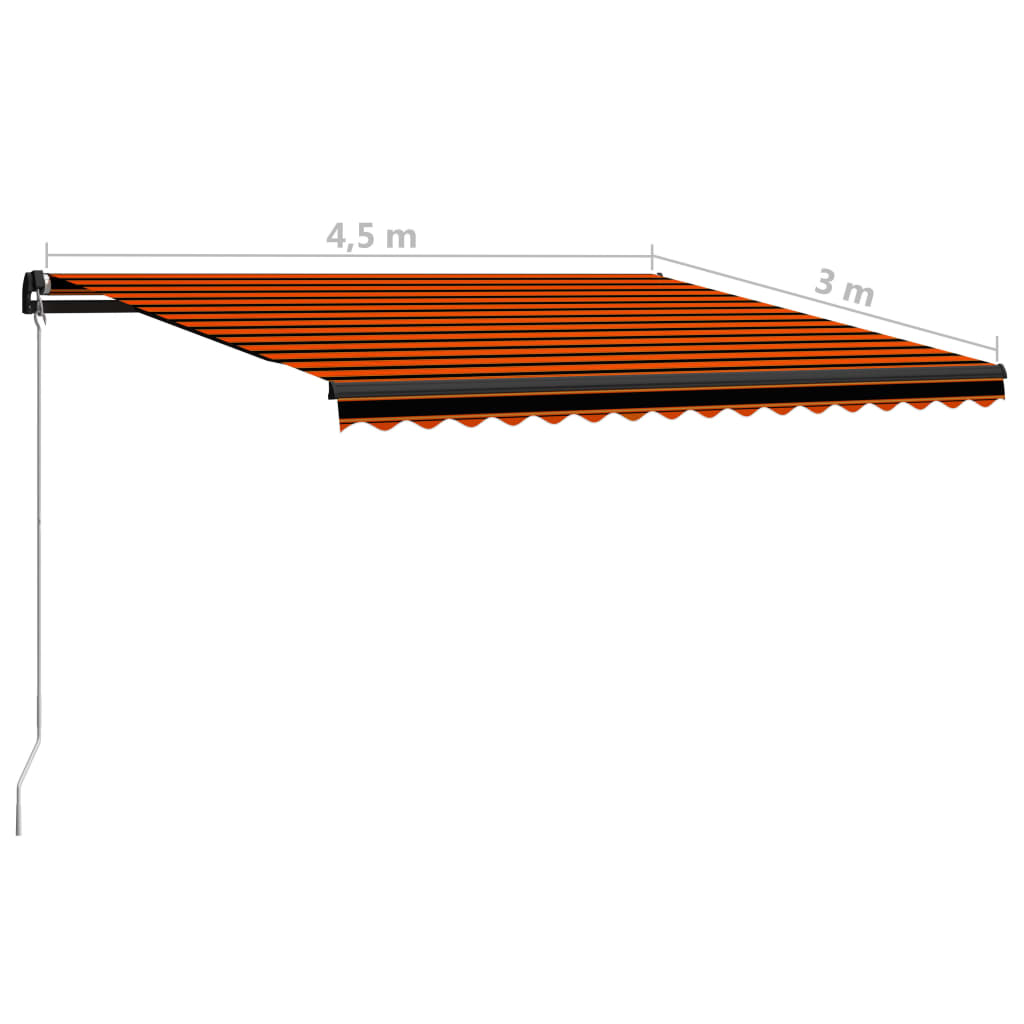Tenda da Sole Retrattile Manuale 450x300 cm Arancione e Marrone 3055195