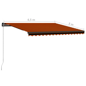 Tenda da Sole Retrattile Manuale 450x300 cm Arancione e Marrone 3055195