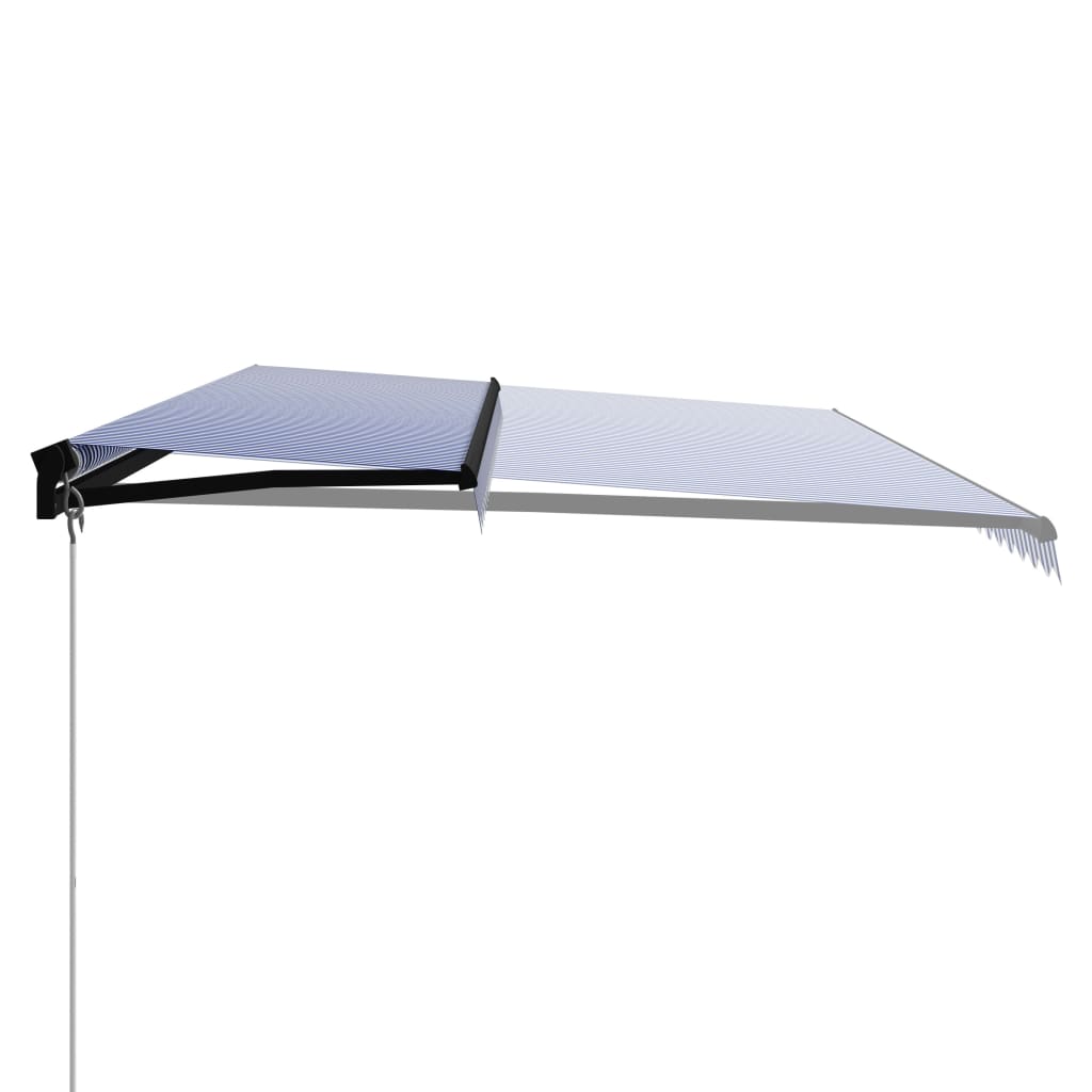 Tenda da Sole Retrattile Manuale 600x300 cm Blu e Bianca cod mxl 43622