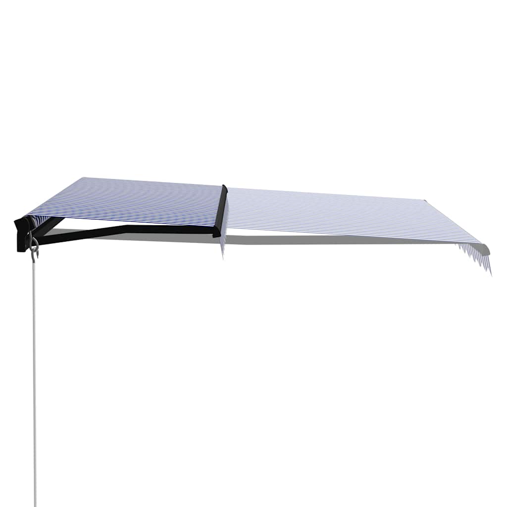 Tenda da Sole Retrattile Manuale con LED 300x250cm Blu e Bianco 3055220