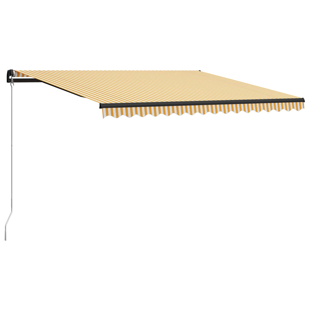 Tenda da Sole Retrattile Manuale e LED 400x300cm Gialla Bianca 3055227