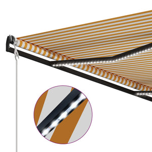 Tenda da Sole Retrattile Sensore e LED 300x250cm Giallo Bianca 3055294