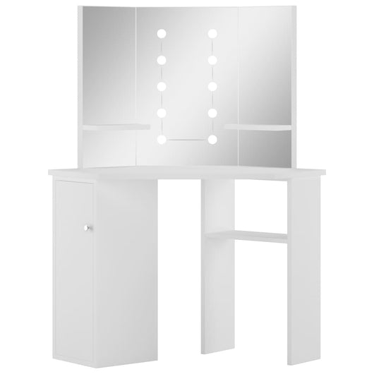 Tavolo da trucco angolare tavolo da trucco con luce led 111 x 54 x 141,5 cm bianco chiaro 02_0006335