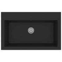 Lavello da cucina con foro troppo pieno Granito Nero 02_0002373