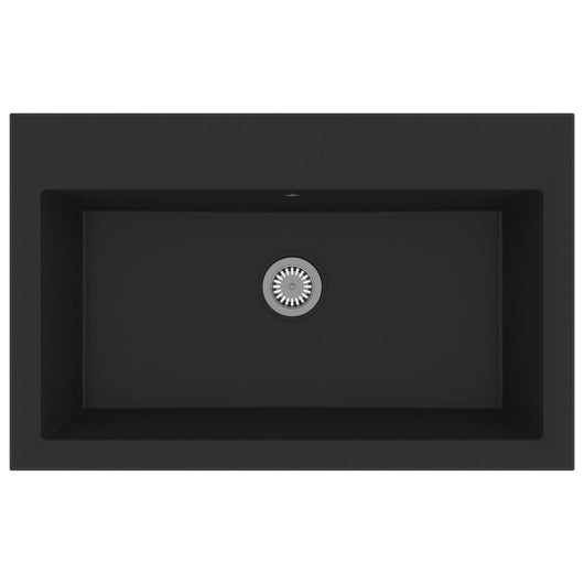 Lavello da cucina con foro troppo pieno Granito Nero 02_0002373