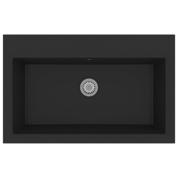 Lavello da cucina con foro troppo pieno Granito Nero 02_0002373