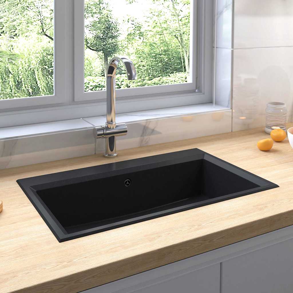 Lavello da cucina-Lavandino-Lavabo Nero 79 x 50 x 31 cm Granito