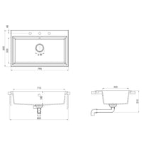 Lavello da cucina con foro troppo pieno Granito Bianco 02_0002376