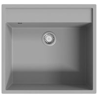 Lavello da Cucina con Foro Troppopieno-Lavandino-Lavabo Grigio in Granito