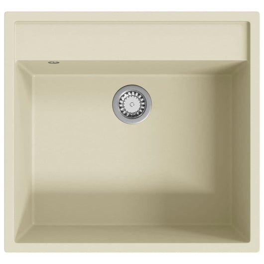 Lavello da Cucina con Foro Troppopieno-Lavandino-Lavabo Beige in Granito