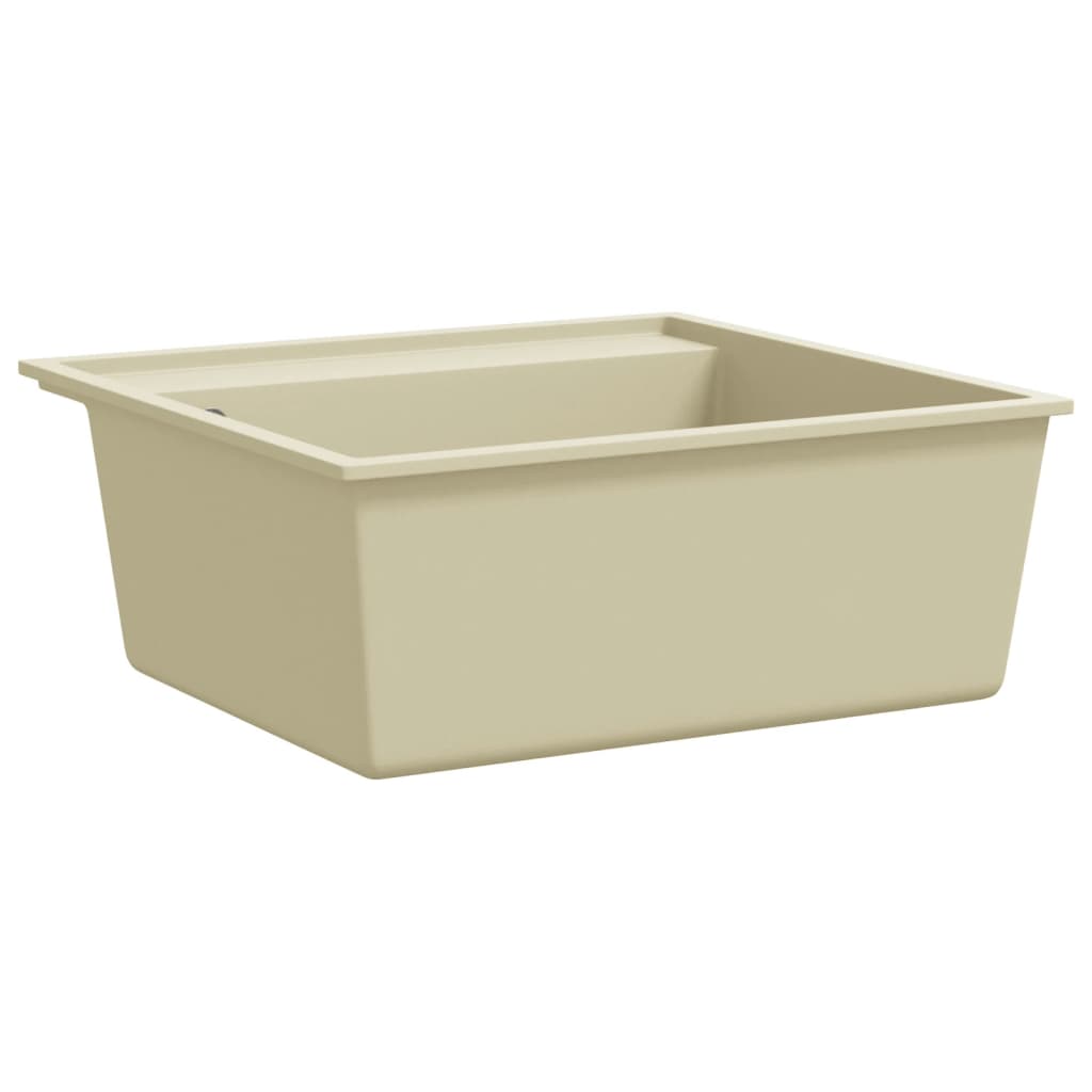 Lavello da Cucina con Foro Troppopieno-Lavandino-Lavabo Beige in Granito