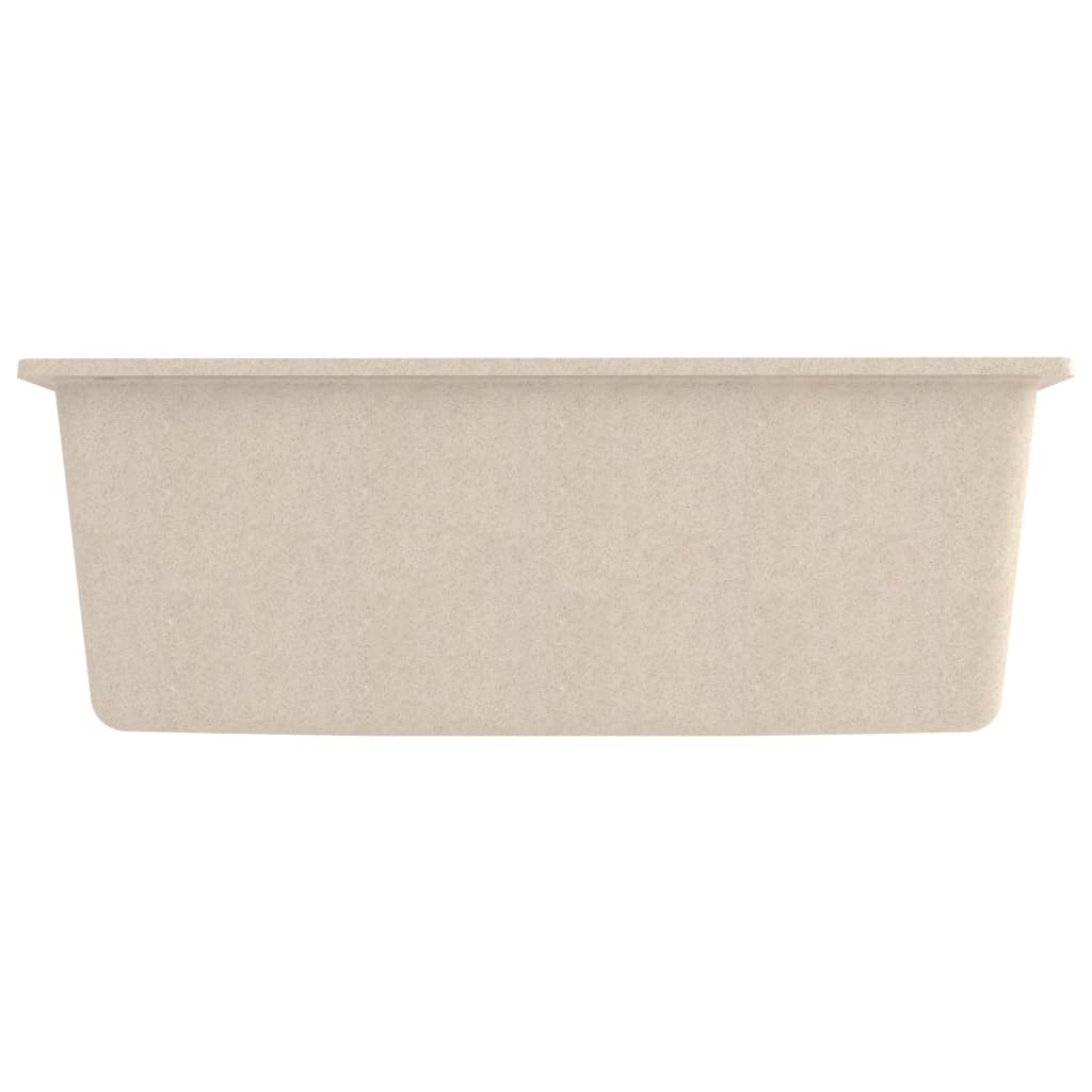 Lavello da cucina con foro troppo pieno in granito beige 02_0004371