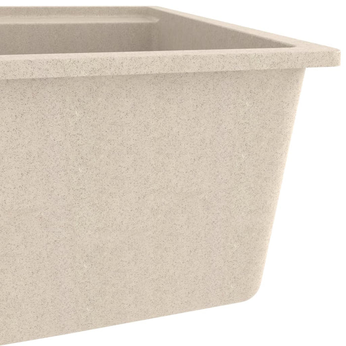 Lavello da cucina con foro troppo pieno in granito beige 02_0004371