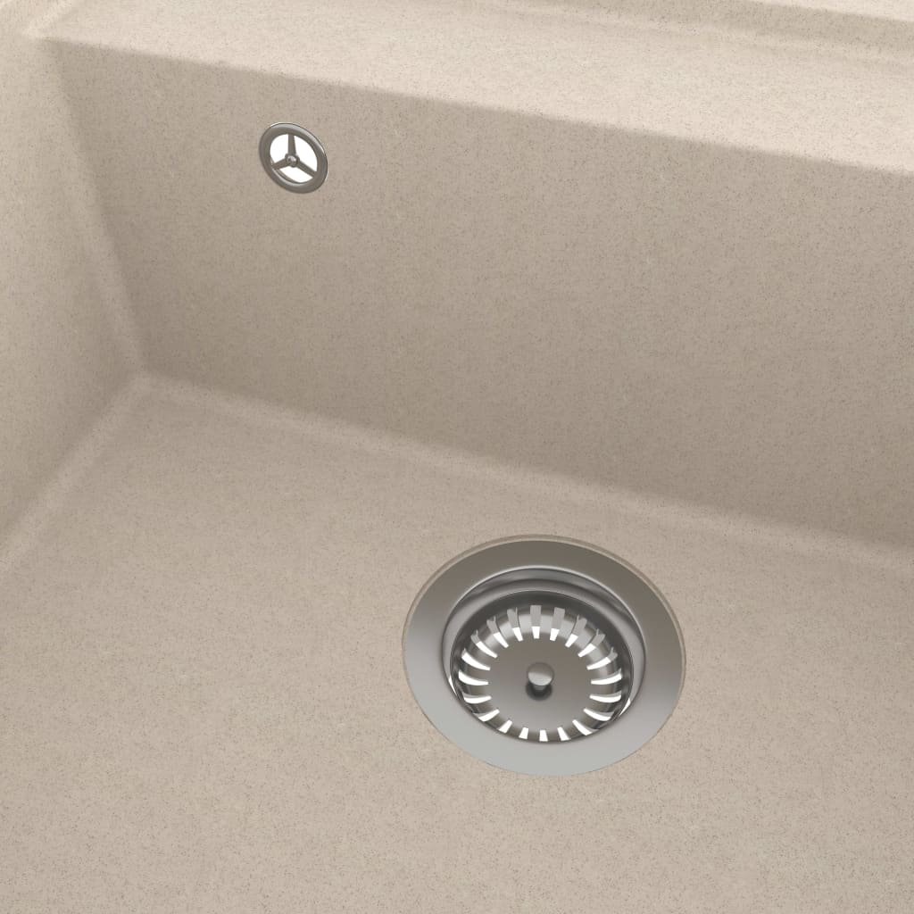 Lavello da cucina con foro troppo pieno in granito beige 02_0004371