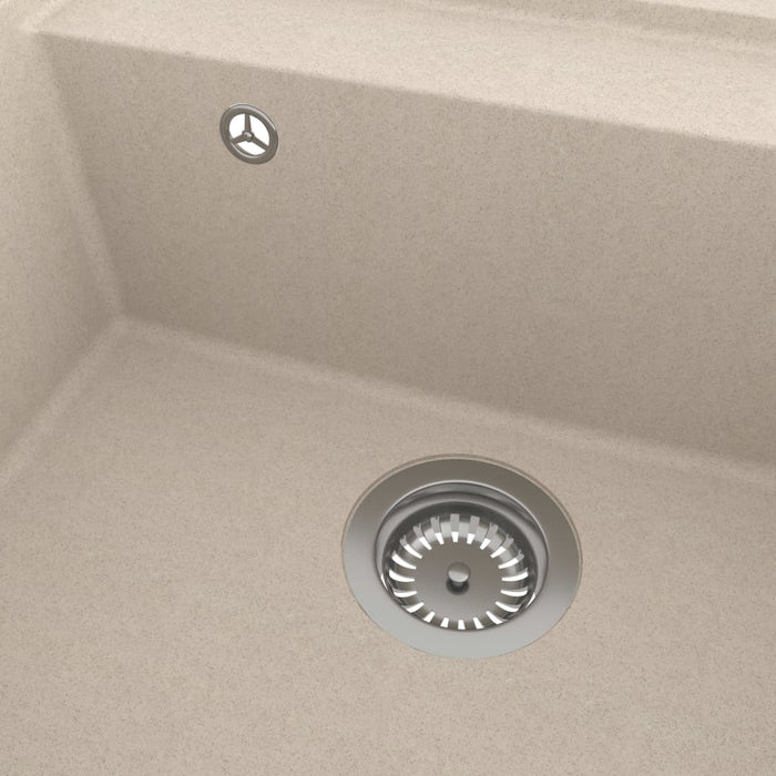 Lavello da cucina con foro troppo pieno in granito beige 02_0004371