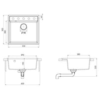 Lavello da Cucina con Foro Troppopieno Beige in Granito 147063