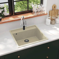 Lavello da Cucina con Foro Troppopieno-Lavandino-Lavabo Beige in Granito