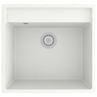 Lavello da Cucina con Foro Troppopieno Bianco in Granito 147064