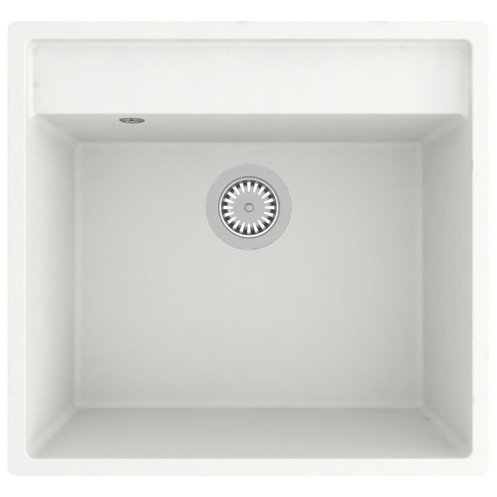 Lavello da cucina con foro troppo pieno 53 x 50 cm granito bianco 02_0002384