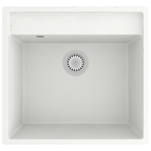 Lavello da Cucina con Foro Troppopieno-Lavandino-Lavabo Bianco in Granito 788728