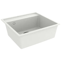 Lavello da Cucina con Foro Troppopieno-Lavandino-Lavabo Bianco in Granito 788728
