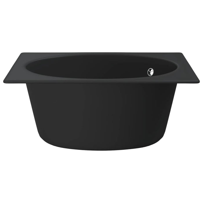 Lavello da Cucina con Foro Troppopieno-Lavandino-Lavabo Nero in Granito 963481