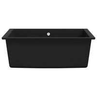 Lavello da Cucina con Foro Troppopieno Nero in Granito cod mxl 43425