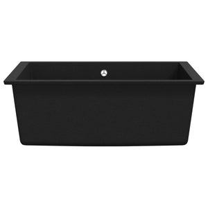 Lavello da Cucina con Foro Troppopieno Nero in Granito cod mxl 43425