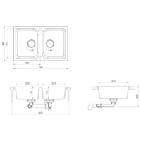 Lavello da cucina  Beige 760x480x184 mm Granito 147083