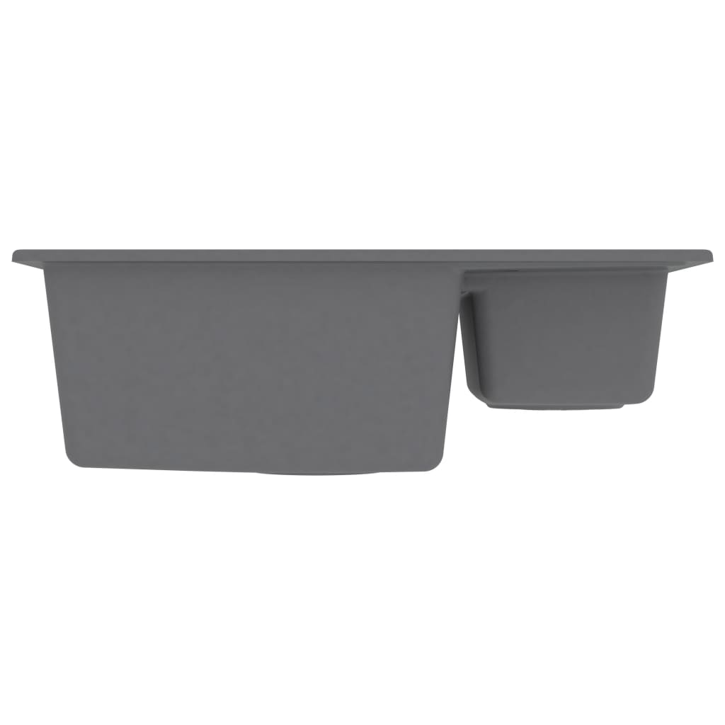 Lavello cucina e due vasche foro troppopieno 58 x 44 cm granito grigio 02_0004381