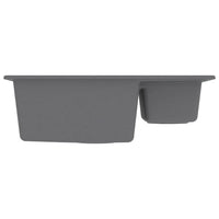 Lavello cucina e due vasche foro troppopieno 58 x 44 cm granito grigio 02_0004381
