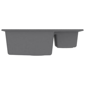 Lavello cucina e due vasche foro troppopieno 58 x 44 cm granito grigio 02_0004381