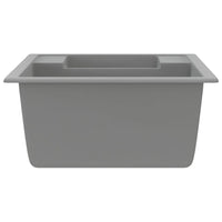 Lavello da Cucina Doppio con Foro Troppopieno Grigio in Granito cod mxl 46802