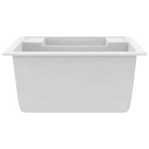 Lavello da Cucina Doppio con Foro Troppopieno Bianco in Granito cod mxl 54314