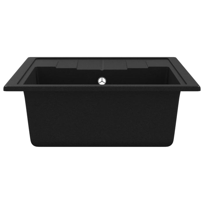 Lavello da Cucina con Foro Troppopieno Ovale Nero in Granito cod mxl 51181