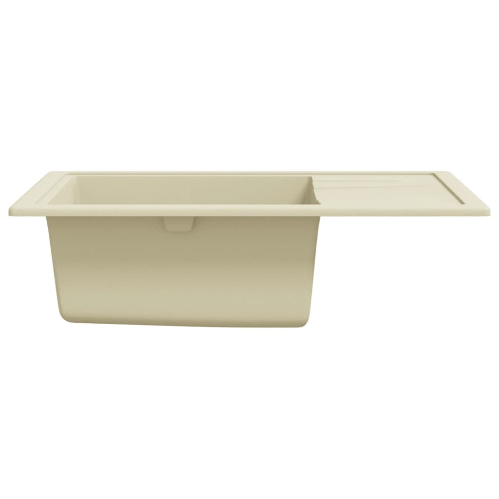Lavello da Cucina con Foro Troppopieno Ovale Beige in Granito 147103