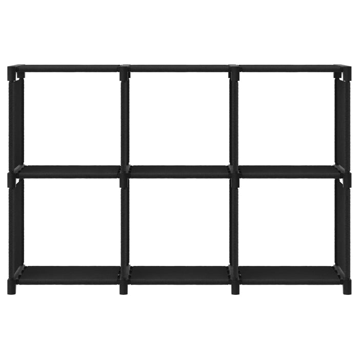 Mensola con 6 Vani a Cubo Nera 103x30x72,5 cm in Tessuto
