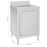 Mobiletto da Cucina con Lavandino-Armadio da cucina in Acciaio Inox-Armadietto da Cucina 60x60x96 cm