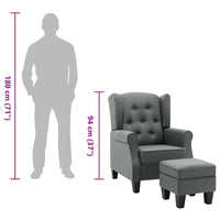 Poltrona con Poggiapiedi Grigio Chiaro in Tessuto 320151