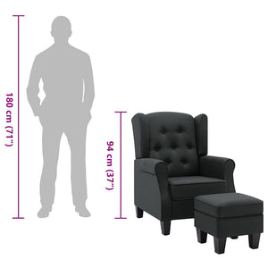 Poltrona con Poggiapiedi Grigio Scuro in Tessuto 320152