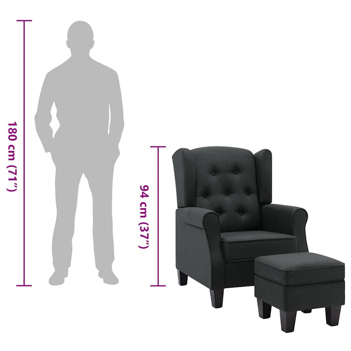 Poltrona con Poggiapiedi Grigio Scuro in Tessuto 320152